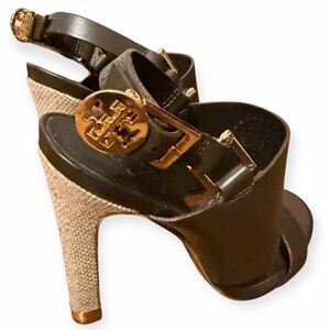 Tory Burch Black and Gold Women's Heels